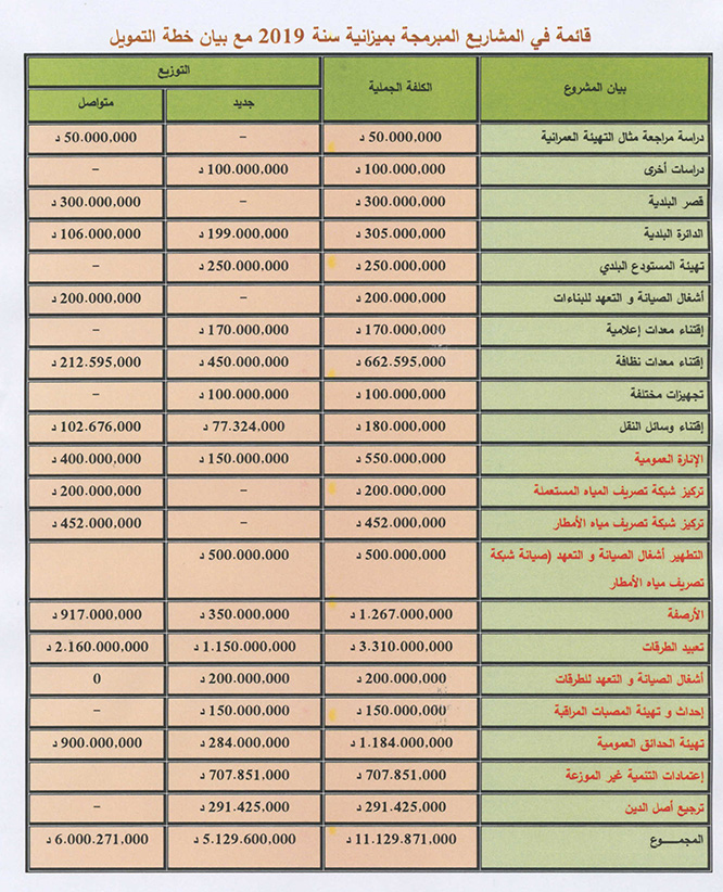 المخطط السنوي للإستثمار لسنة 2019 ‎